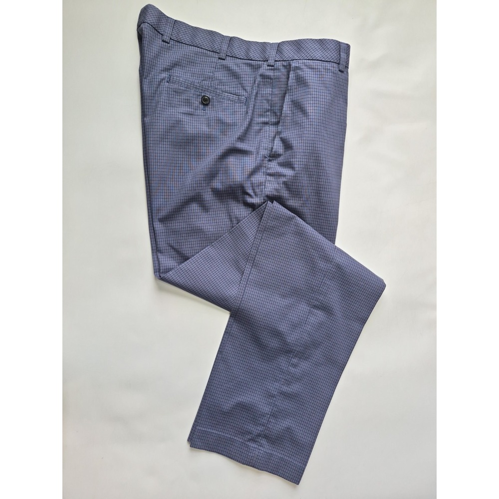 Brooks Brothers Clark Flat Front Chinos 36x34 Blue Check Pants Mens